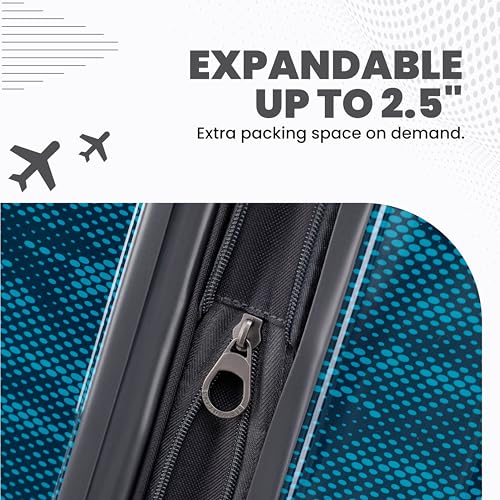Matrix 29 Inch Large Checked Luggage Expandable Hardside Upright Suitcase with 360° Spinner Wheels (Blue / Large Checked)