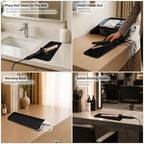 2 Pack Silicone Heat Resistant Travel Mat Pouch for Straighteners (2 Pack / Black&grey)