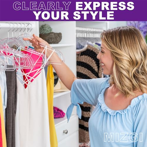 Premium Clear Invisible Acrylic Hangers (Clear/Silver / 20-Pack)