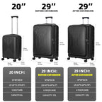 2 PCS 20 29 Luggage Sets (Dark Black / 20/29 Set)