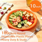 10 inch Orange Plastic Plates (Orange / 100 Pcs)