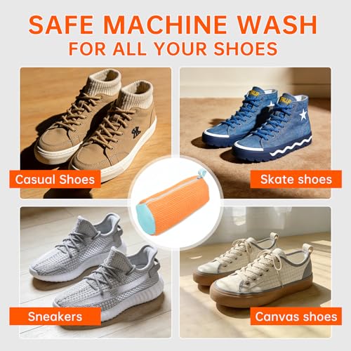 2PCS Orange Shoe Washing Machine Bags for All Shoe Types (Orange / 2PCS)
