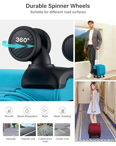 16 Inch Underseat Carry On Luggage with Wheels Small Suitcase Softside Luggage Bags for Travel Lightweight Suitcases with Wheels Travel Luggage Personal Item for Men and Women (Caribbean Blue / 16 Inch)