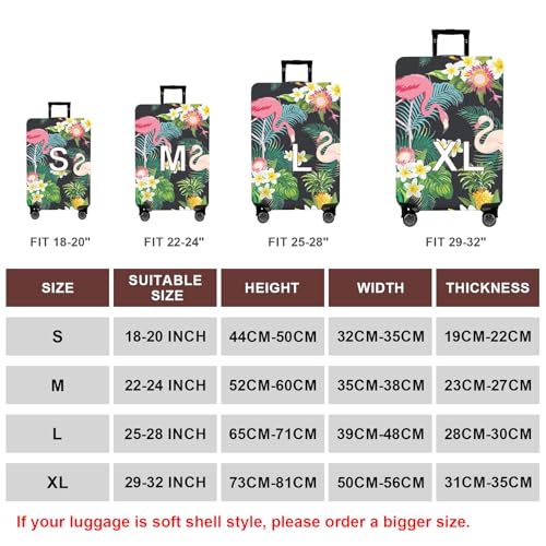 Travel Luggage Cover Suitcase Cover Protector Skins 18 (Flower flamingo / M (for 22--24 inch luggage))