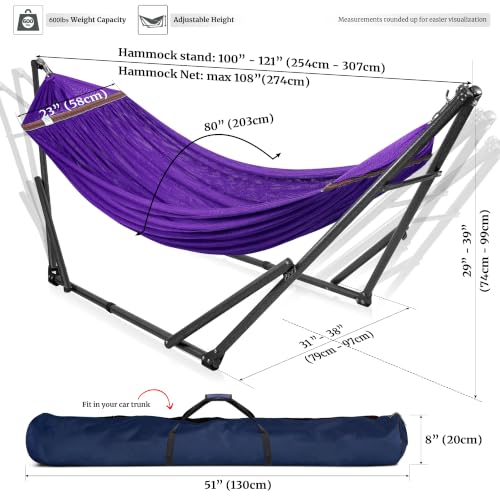 Universal Double Hammock with Stand Included (1. Purple)