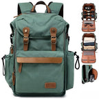 Green Camera Backpack (Green Canvas / Canvas Bag Flap)