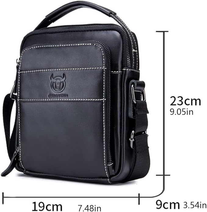 KPYWZER Genuine Leather Shoulder Bag Small Men Messenger Pack Handbag Sling - Image 6