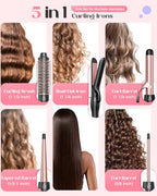 5 in 1 Curling Iron with Thermal Brush and 4 Interchangeable Ceramic Barrels (Curling Iron (1/2"-1 1/2"))