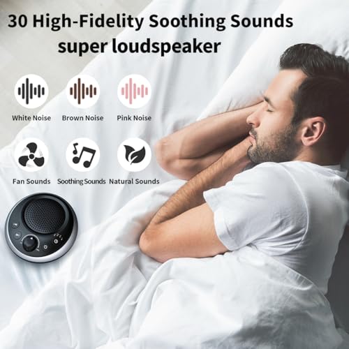 Sound Machine Loud White Noise Machine Nonstop Brown Noise Sleep Machine 30 Soothing Sounds for Baby Kids Adults Pink Noise Sounds Machine 36 (Black)