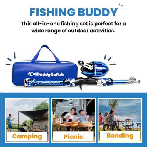 Kids Fishing Pole for Boys (Blue (Essential Set) / 5ft)
