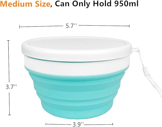 CARTINTS 950ml Collapsible Bowls-Silicone Food Storage Containers-Prep/Storage - Image 2