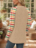 Womens Tops Winter Clothing for Women Long Sleeve Sweaters Fall Clothes Shirts Comfiest Airport Outfits Business Casual Travel Fall Fashion Must Have Plus Size (XX-Large / 08-red Yellow Plaid)