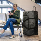 33" Large Rolling Travel Duffle Bag with Wheels and Handle (33" Black/Grey)