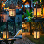 18" Solar Lanterns Outdoor Waterproof Flickering Flame Bronze (Antique Bronze)