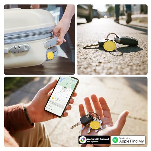FindTag Duo Dual System Tracker for iOS or Android (Yellow-dual(1 Pack))