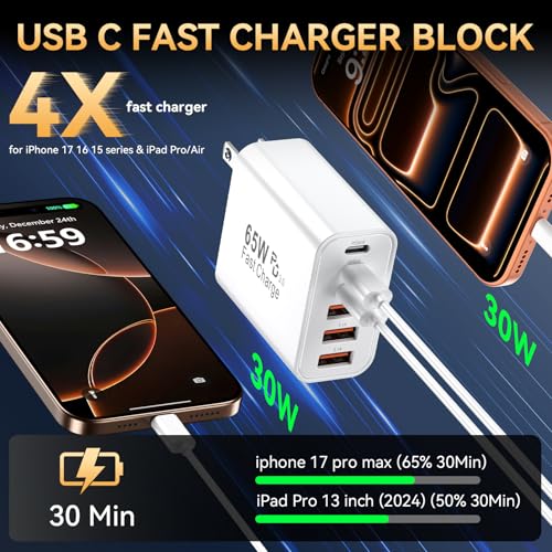 USB C Fast Charger Block (White-2Pack)