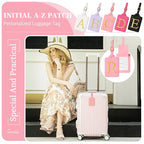 Personalized Initial Luggage Tags for Suitcase (Pink Leather,glod Letter / R)
