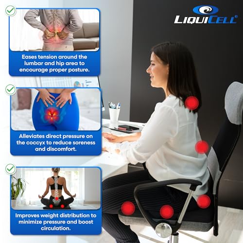 LiquiCell Coccyx Seat Cushion (Large - 18" W x 17" L x 2" H)