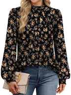 Womens Tops for Teachers Fall Outfits for Women 2026 Long Sleeve Shirts Blouses Work School Outfits for Teachers Outfits Fall Clothes Fashion Clothing Trendy Ladies Tops Rose Floral L (01 - Rose Floral / Large)
