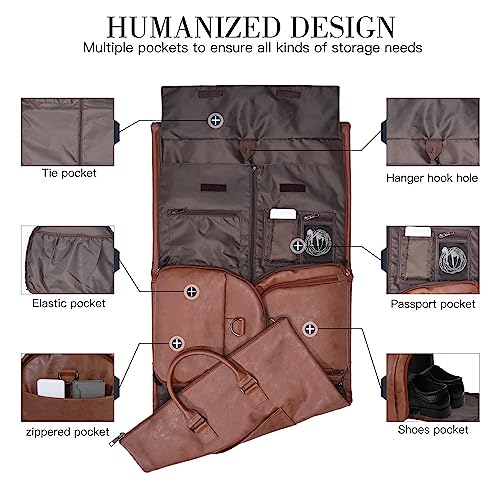 Convertible Travel Garment Bag (Brown-2zipper pocket)