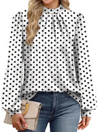 Winter Clothing for Women Fall Clothes Early Fall Fashion Must Haves Long Sleeve Shirts Blouses Dressy Casual Womens Tops Work Teachers Outfits White Polka Dot M (04 - White Polka Dot / Medium)