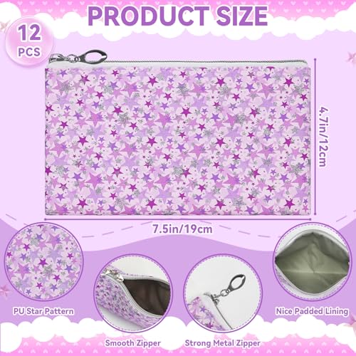 12 Pieces Makeup Bags for Women (12pcs Purple M)