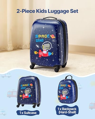 Kids Luggage Set (18 Inches 2-Piece Set / Dinosaur)