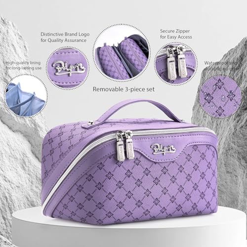 Travel Makeup Bag Cosmetic Bags for Women (A-9-Purple)
