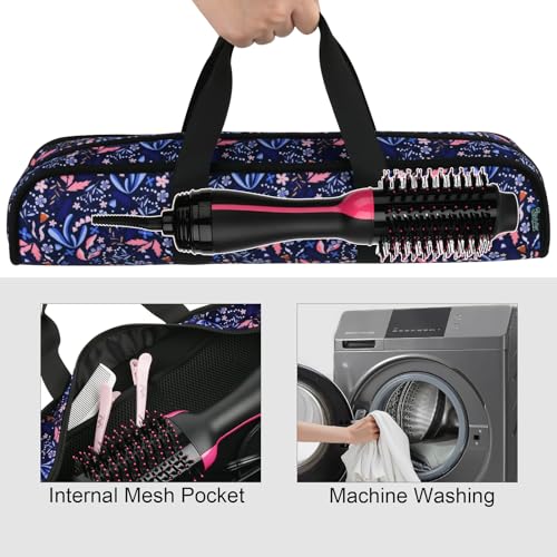 Travel Case for Blow Dryer Brush (Blue Flowers)
