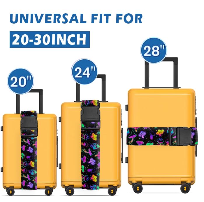 Luggage Straps for Suitcases Travel Belt Accessories (Purple Mushrooms)