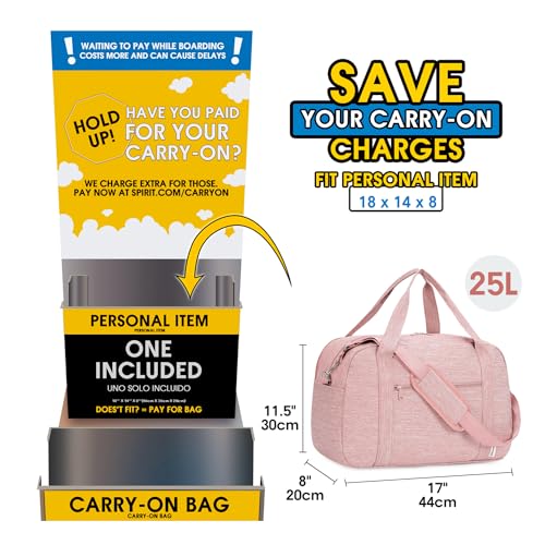 Carry on Duffle Bag Underseat for Airplane (Pink / Small with laptop compartment)