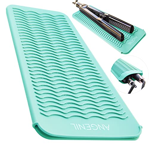 Curling Iron Silicone Mat Heat Resistant for Travel Dual Voltage Flat Iron (Green)