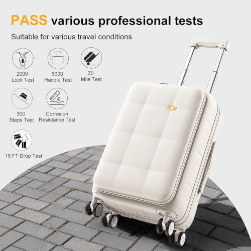 20 Inch Expandable Carry On Luggage Airline Approved (20 inch / Cream)