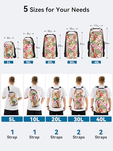 Waterproof Dry Bag Backpack with Emergency Whistle (40L / Flower)