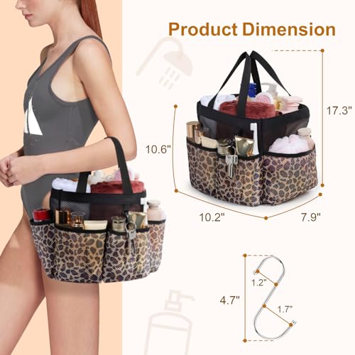 Mesh Shower Caddy Portable (1 Pack Leopard / L (Classic Dorm Caddy))