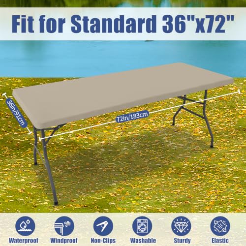2 Pack Rectangle Spandex Fitted Table Cloth (Taupe / 72" x 36" (Rectangular))