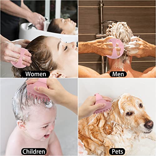 Silicone Scalp Massager Shampoo Brush Hair Scrubber Scalp Brush for All Hair Types of Women (Pink / 1 Count(Pack of 1))