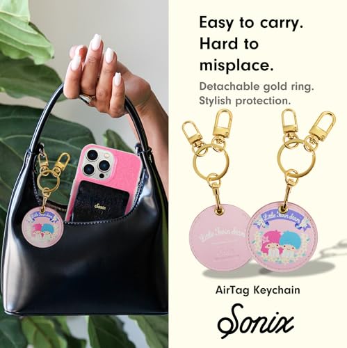 x Sanrio Keychain Case Compatible with Apple AirTag (Floral Twin Stars)