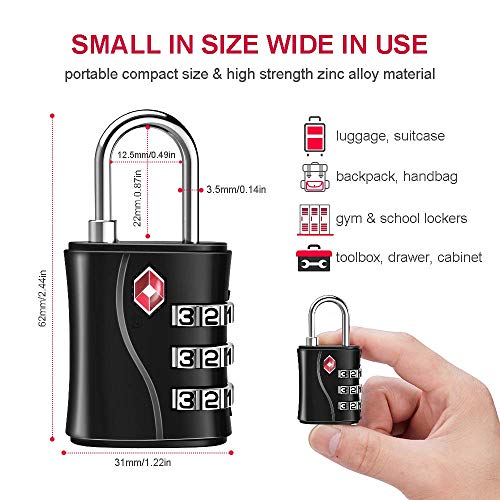 Luggage Lock TSA Approved (Black, 1P)