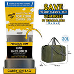 For Spirit Airlines Personal Item Bag 18x14x8 Foldable Travel Duffel Bag Tote Duffle Carry on Luggage for Women and Men 30L (Army Green / 30L)