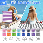 2 in 1 Microfiber Beach Towel (L 60"x30"+24"x15" / Purple Stripe)