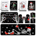 10 Pcs Christmas Skeleton Kitchen Decor and Accessories Set Kitchen Towels Pot Holders Oven Mitts Rugs and Tape for Baking Cooking BBQ Festive Housewarming Gifts (Black,white / Halloween Skeleton)