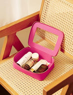 Clear Makeup Case Toiletry Bag Travel Medium Clear Cosmetic Bag with Zipper (Hot Pink / Mini & Medium)