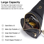 Sling Bag for Women Vegan Leather Small Fanny Pack Crossbody Bags Chest Bag for Women Black (2-black)