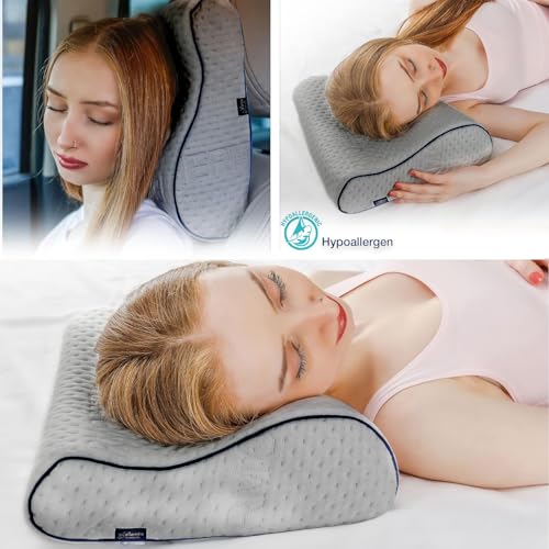 Travel & Camping Comfortable Memory Foam Pillow (Grey Contour)