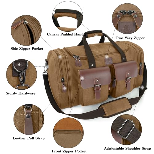 Canvas Duffle Bag for Men (Coffee / Large-50L)