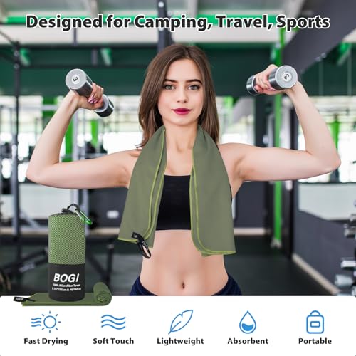 Microfiber Travel Sports Towel (Army Green / S:16''x32''(2 Pcs))