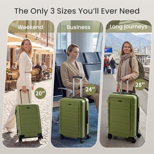 G Series Luggage set 3pcs (Olive Green / 3-Piece Set (20/24/28in))