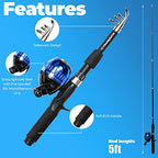 Kids Fishing Pole For Boys (2 Pack- Blue + Blue / 5ft)