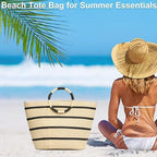 Beach Bags for Women Straw Tote Bag Summer Beach Bag Large Woven Straw Tote for - Image 4